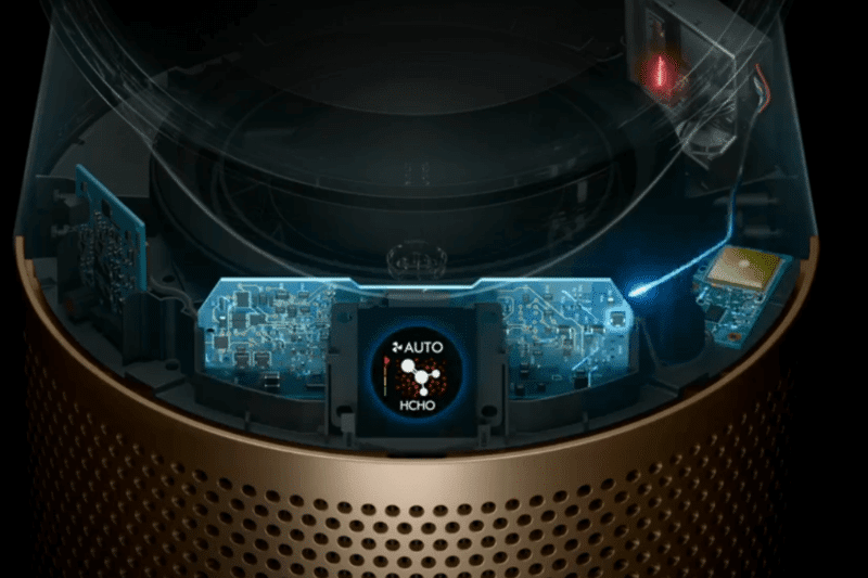 The sensor of the Dyson Purifier Cool Formaldehyde TP09 transmits measured values to the display.